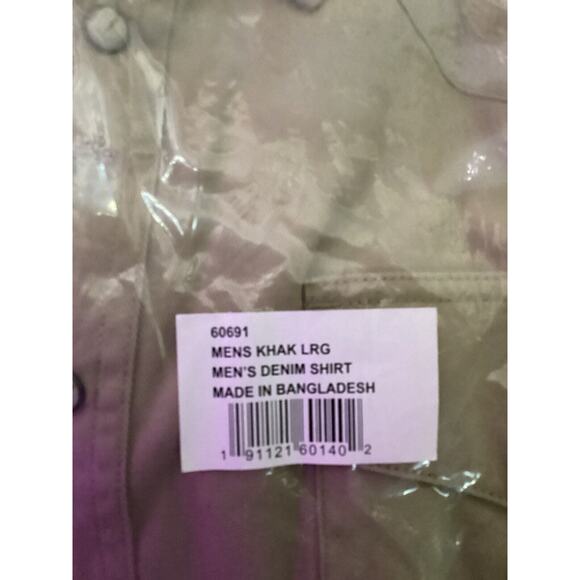 Turtle Bay New York Men’s Denim Shirt Khaki Size Large - Picture 4 of 4